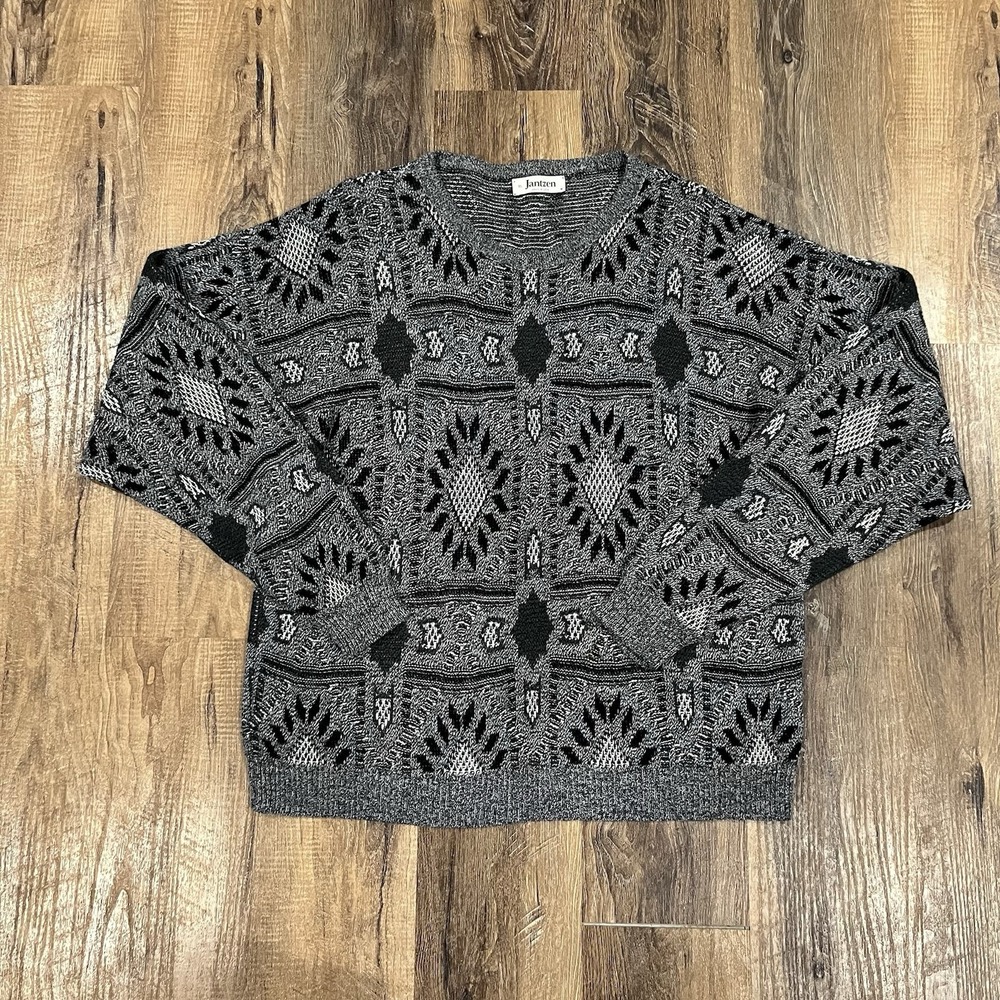 Vintage Jantzen Fair Isle Abstract Design Sweater Made In USA Size XL
